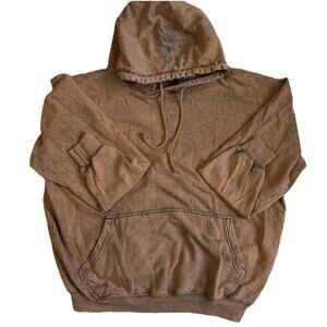 Biker Wear USA Mens Acid Wash Hoodie Size XL Tan Motorcycle Layering Outdoors